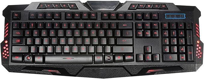 Computer Wired Three-Color Backlit Gaming Keyboard Wired Luminous Keyboard Built-in PV Light Guide Layer Ultra-Clear Character Luminous Design Uniform Backlightfor Desktop Computer PC