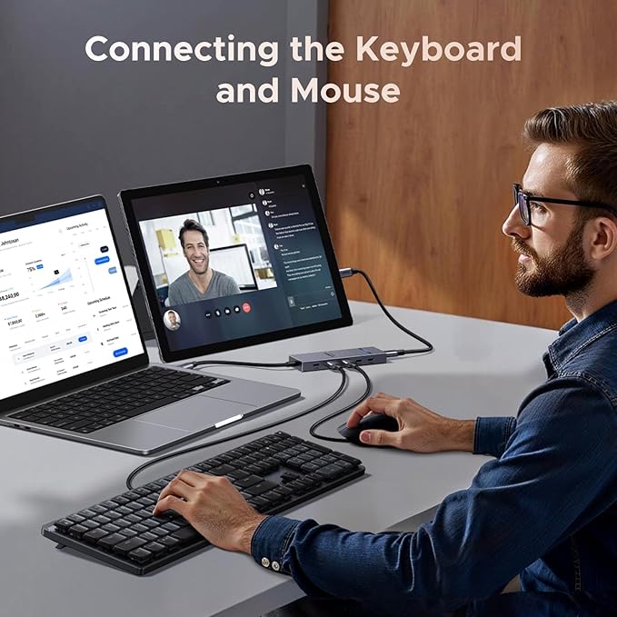 UGREEN Revodok USB-C Hub 4K@60Hz Video Adapter 10Gbps 2×USB-A 3.2 + 2×USB-C 3.2 100W PD USB Hub Splitter Compatible with Portable Monitor MacBook Pro/Air iPad Pro Steam Deck Dell XPS