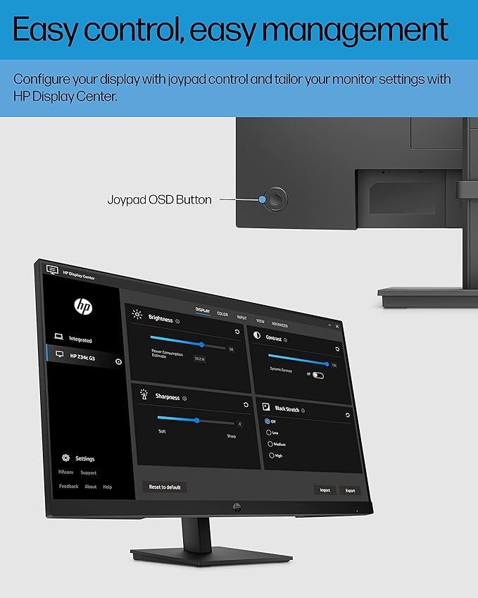 HP M27ha FHD Monitor - Full HD Monitor (1920 x 1080p) - IPS Panel and Built-in Audio - VESA Compatible 27-inch Monitor for Comfortable Viewing with Height and Pivot Adjustment - (22H94AA#ABA)