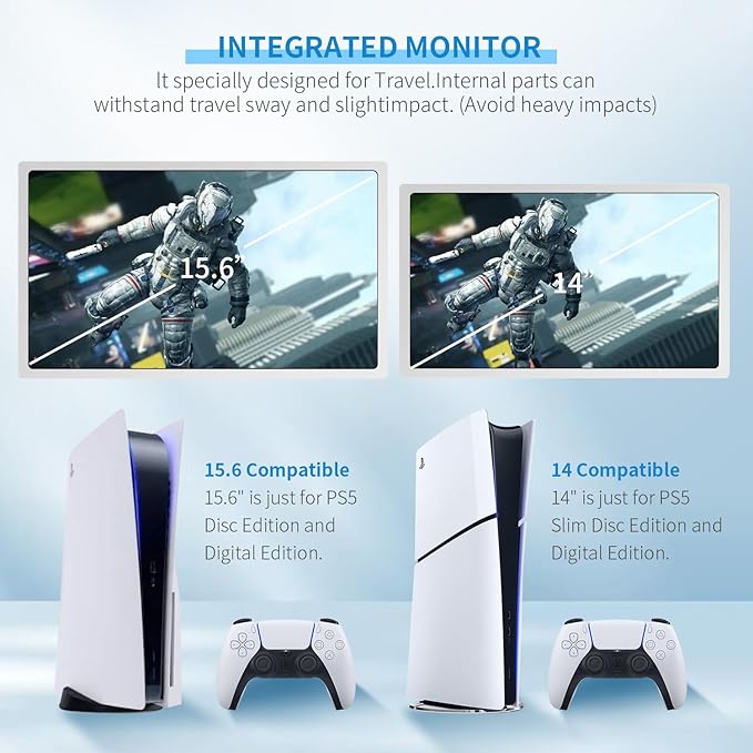 G-STORY 14 Inch IPS 4k 60Hz Portable Monitor Gaming Display Integrated with PS5 Slim(not Included) 3840×2160 with 2 HDMI PortsFreeSyncBuilt-in 2 of Multimedia Stereo Speaker