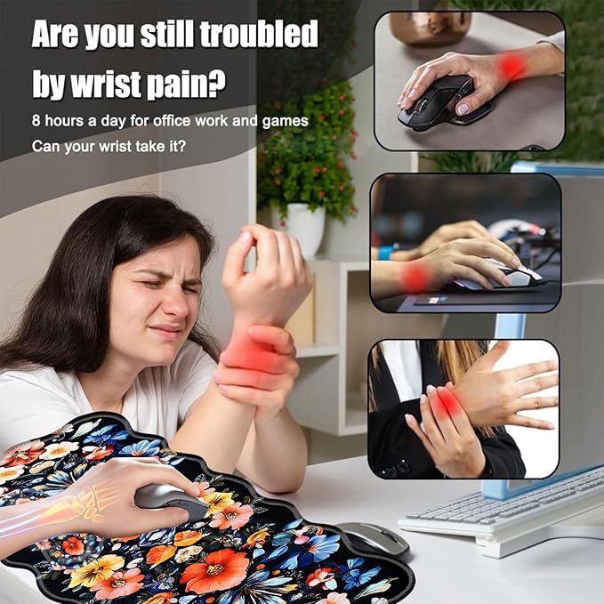 Desk Mat Mouse Pad with Wrist Rest 4-in-1 Large Mouse Pads for Desk Ergonomic Mouse Pad and Keyboard Wrist Rest Gaming Keyboard Mat for OfficeBeautiful Flowers