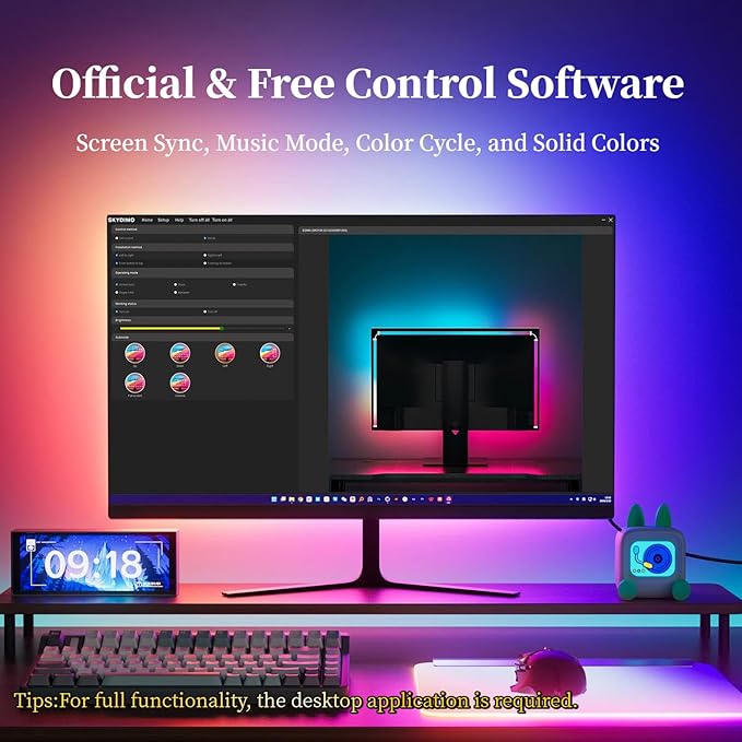 Upgrade RGB LED Strip for 24-Inch PC Monitor Smart Monitor Backlight with Screen Sync &amp Music Mode 45° Wide Angle USB Powered for Desktop/Laptop