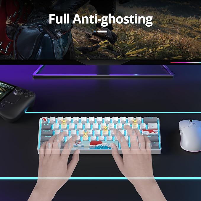 60 Percent Gaming Keyboard 61 Keys Wired Mechanical Keyboard Ultra Compact Key Board Red Switch LED Backlit for Windows Laptop Gamer