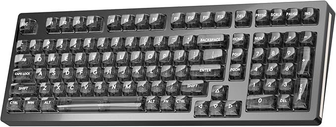 kutethy KY98 Wireless Mechanical Keyboard with Transparent KeycapsFull Aluminum CNCHot-swappablePre-lubed Linear SwitchesGasket StructureRGB BacklitOLED ScreenBT5.0/2.4G/USB-C Wired (Black)