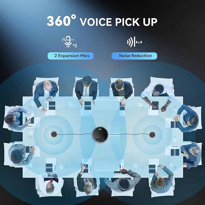 Tenveo 4K PTZ Conference Room Camera System AI Auto-Tracking 12X Optical Zoom USB3.0 HDMI PTZ Camera and Bluetooth Speakerphone with 2 Expansion Mics Kit Wide Angle for Large Room Meetings