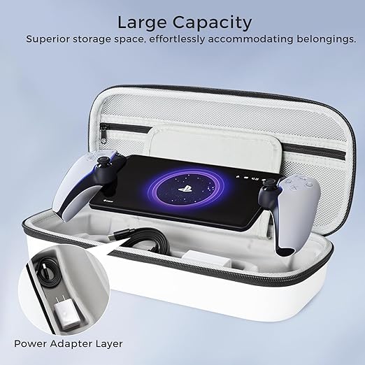 CoBak Hard Carrying Shell Case for PlayStation Portal Remote Player - with 2 Screen Protector 1 Grip Case 4 Thumb Grip Caps Hard Outer Cover for PS5 Portal White