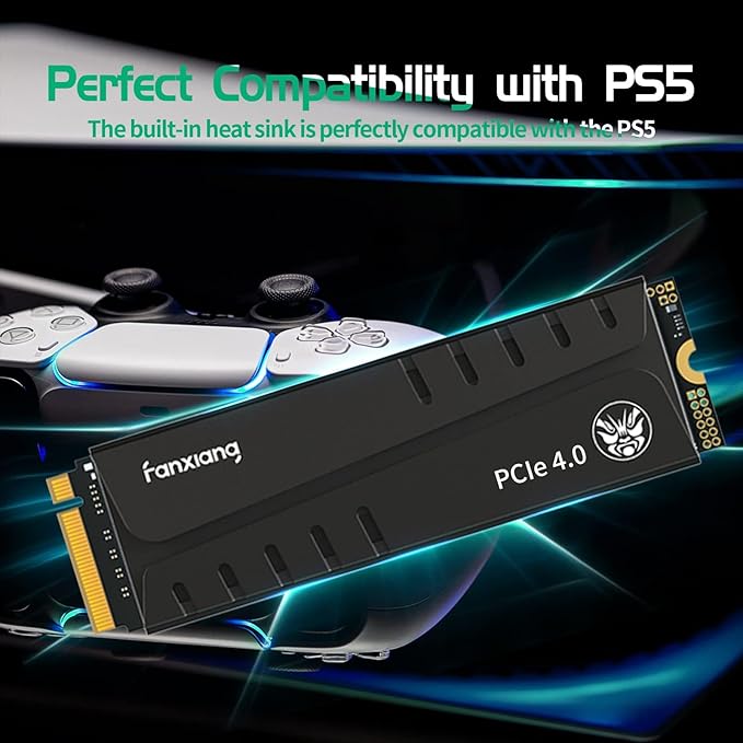 fanxiang S770 2TB NVMe M.2 SSD for PS5 - with Heatsink and DRAM Up to 7300MB/s PCIe 4.0 Suitable for PS5 Memory Expansion Game Enthusiasts IT Professionals