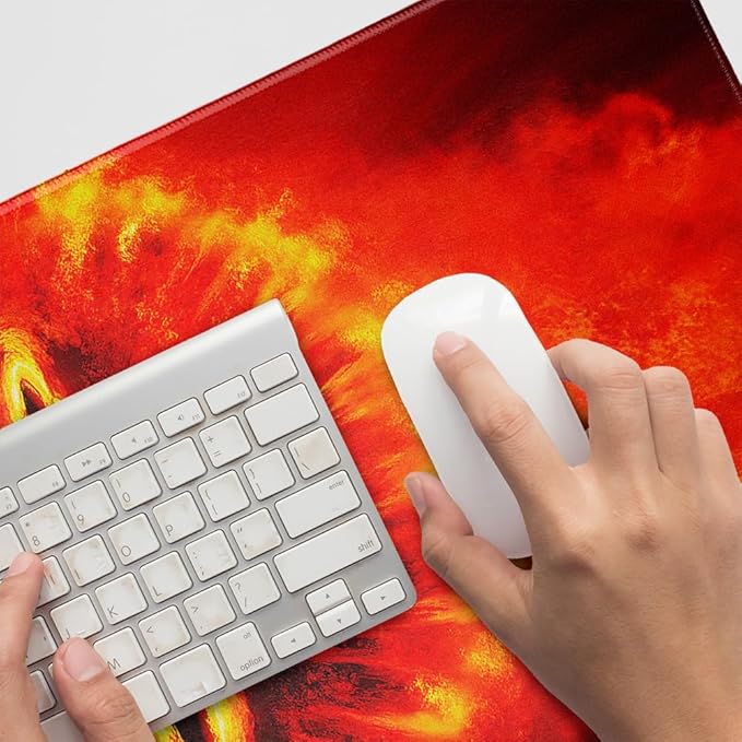 Lord of The Rings Eye of Sauron Large Gaming Mouse Pad Desk Mat with Stitched Edges Non-Slip Base for Gamer Home and Office 31.5 x 15.7