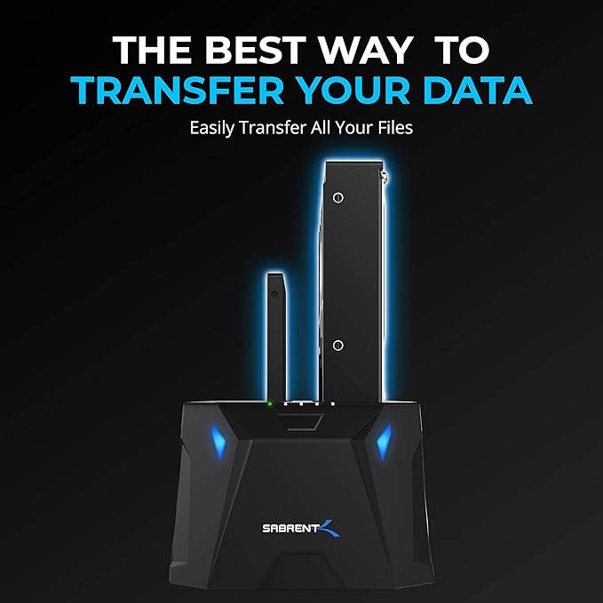 SABRENT USB 3.0 to SATA I/II/III Dual Bay External Hard Drive Docking Station for 2.5 or 3.5in HDD SSD with Hard Drive Duplicator/Cloner Function [20+TB Support] (EC-HD2B)