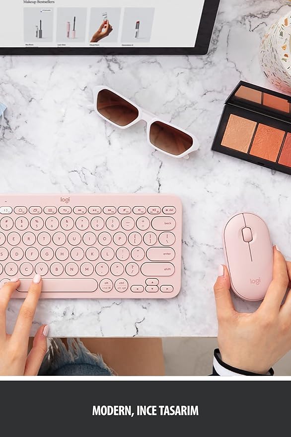 Logitech Pebble Wireless Mouse with Bluetooth or 2.4 GHz Receiver Silent Slim Computer Mouse with Quiet Clicks for Laptop/Notebook/iPad/PC/Mac/Chromebook - Rose/Pink