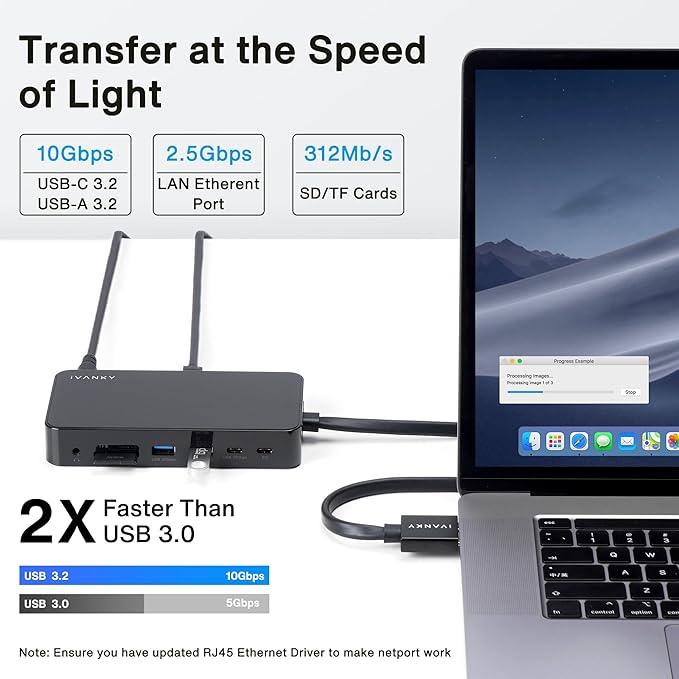 iVANKY FusionDock 1+ MacBook Pro Docking Station with 180W Power Adapter 12-in-1 Dual 4K@60Hz USB C Dock for MacBook Pro/Air Thunderbolt 3/4 Dock HDMI 2.0 96W PD 6 USB 2.5Gbps Ethernet SD/TF Audio