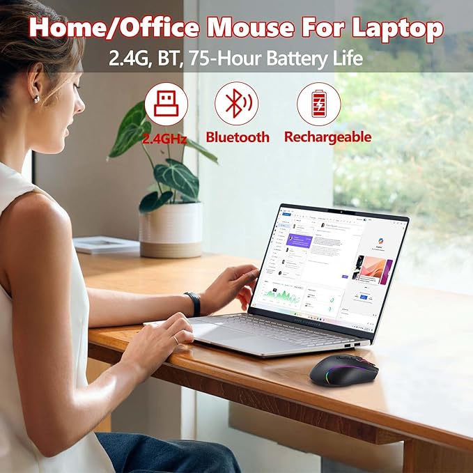 Premium Wireless Bluetooth Versatile Mouse8000 DPI6 RGB BacklitUSB C RechargeableErgonomic2.4G/BT/WiredRapid Fire Key75-Hour Power CapacityIdeal For Gaming/Office/Home/PC Computer/Laptop/Mac