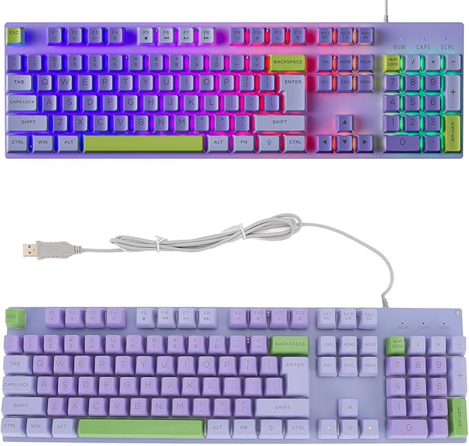 Wired Gaming Keyboard RGB Backlit Large Letter Mechanical Keyboard Keyboard Elevated and Tilted Design Compact 61 Keys Keyboard for PC Laptop Typist Travel (2)