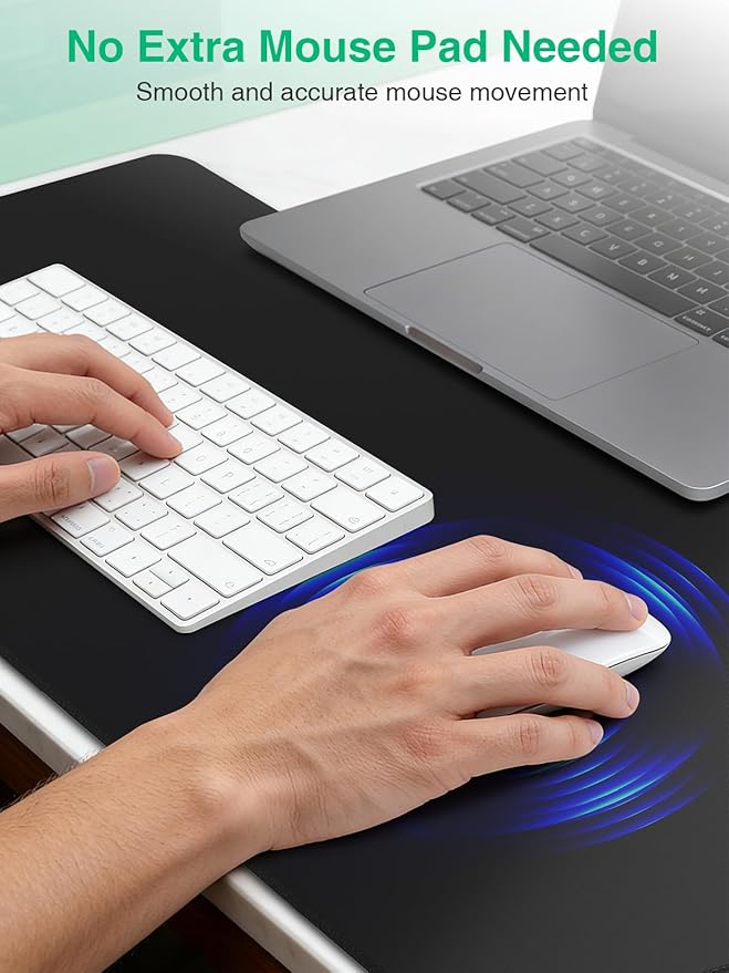 Mouse Pad with Wireless Charging Black Mousepad Long Desk Mat Large Gaming Mouse Pad Soft Mouse Pad Gaming Desk Pad with Non-Slip Rubber Base Extended Computer Keyboard Mat Office Mice Pad