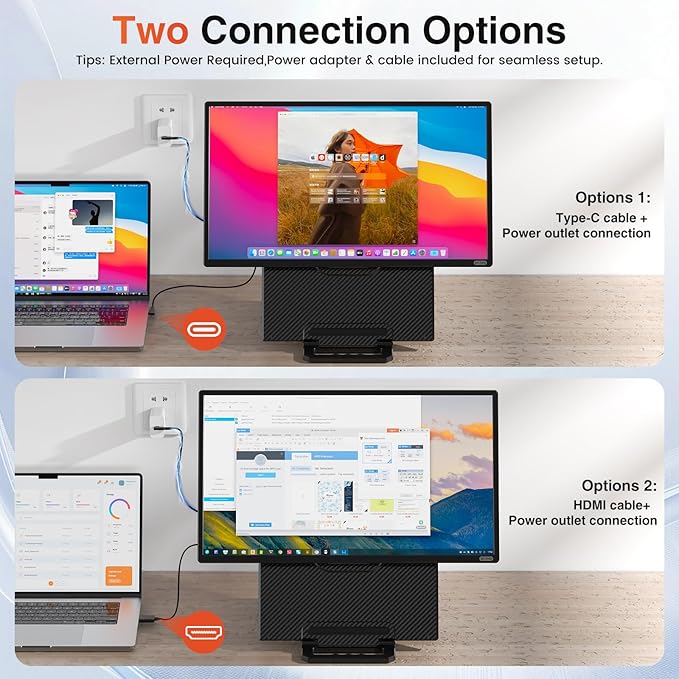 24 Large Portable Monitor 1080P FHD 100Hz IPS Monitor Height-Adjustable &amp Rotatable Screen(Horizontal/Vertical) Built-in Speakers Requires Wall Outlet Travel Monitor for Laptop / MacBook / P
