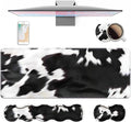 4 in 1 Ergonomic Keyboard Wrist Rest &amp Mouse Pad Wrist Rest Set Large XXL Gaming Desk Mat 31.5x 11.8 with Non-Slip Base Memory Foam for Home Office Study Gaming Black and White Cow Print