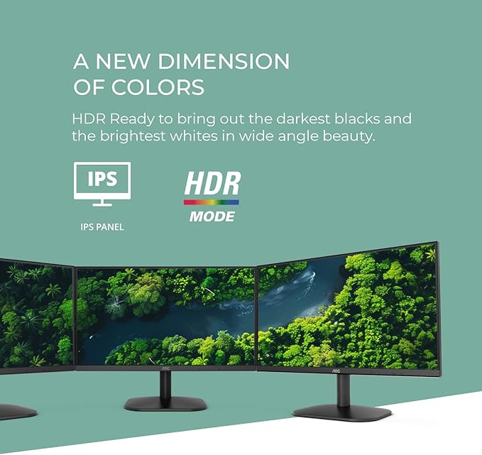 AOC 24B35H3 24 IPS Full HD (1920 x 1080) 120Hz LED Monitor Adaptive Sync VGA &amp HDMI Flicker-Free Low Blue Light HDR Ready VESA Tilt Adjust Eco-Friendly