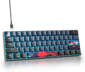 Portable 60% Mechanical Gaming Keyboard Red Switch LED Backlit 61 Keys Mini Black Blue USB Wired for Windows Mac Laptop PC (61 Blue Samurai)