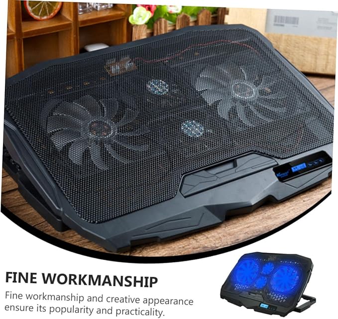 Angoily Multi Angle Laptop Cooling Rack with Four Silent Fans Dual USB Ports Skid Holder for Notebooks Portable Durable Computer Radiator Stand