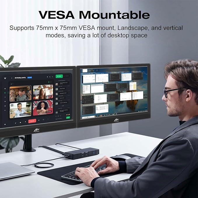 Kenowa Portable Monitor 13.3 Inch HD 1366x768P LED Screen Small HDMI Monitor Built-in Speaker and Adjustable Stand HDMI VGA Port External Display for Laptop PC Mac Xbox PS4/5