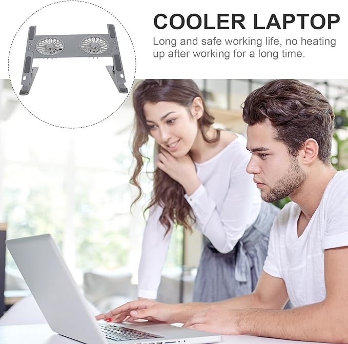 Aluminum Laptop Cooler Stand with USB LED Fan Ventilated Air Circulation and Protection for Gaming and Work and Practical Cooling Pad Holder