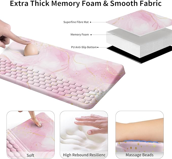 Keyboard Stand for Desktop Keyboards Wrist Rest Ergonomic Keyboards Holder for Easy Typing Working Wrist pad for Keyboards with Comfortable Wrist Rest for Keyboard Pink