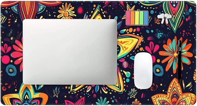 Boho Star Floral Desk Cover MatExtended Large Mouse PadComputer Laptop Mat Desk Decor for Office Game Home 30x16 Inch