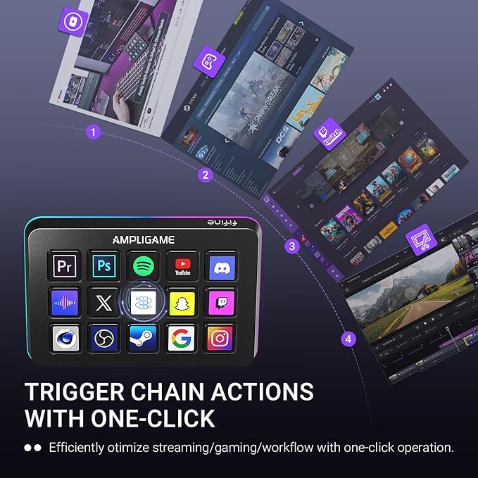 FIFINE AmpliGame Stream Controller with 15 Macro Keys Streaming Keyboard with Trigger Actions in OBS/Twitch/YouTube/Streamlabs Shortcut Buttons Keypad Works with Mac and PC-D6