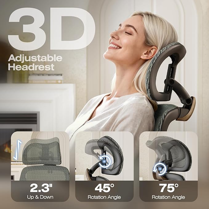 ELABEST X100 Ergonomic Mesh Office Chair with Footrest Big and Tall Hone Desk Chair with 5D Flip-Up Arms Adjustable 3D Lumbar SupportGaming &amp Executive Computer Chairs