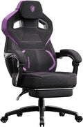 Dowinx Fabric Gaming Chair with Footrest Big and Tall Ergonomic Gamer Chair with Lumbar Support Wide Back Computer Chair for Heavy People Purple