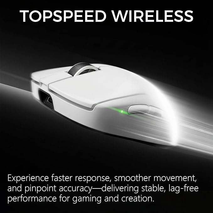 MCHOSE A7 V2 Pro Wireless Gaming Mouse Tri-Mode Connection 59 Grams PAW3395 26K DPI Sensor Wired 8K/Wireless 1K Polling - White
