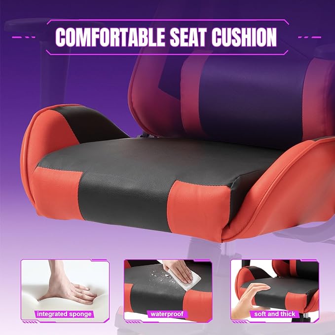 DIKEP Computer Gaming Desk Chair Video Game Chair with Footrest and Lumbar Support PU Leather High-Back Recliner Headrest and Height Adjustable w/ 360° Swivel Seat for Office and Home - Black &amp