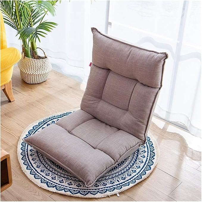 ELEFOCUS Folding Sofa Chair Folding Floor Chair Removable and Washable Built-in Latex Cushion Bay Window Chair for Bedroom(Geay)