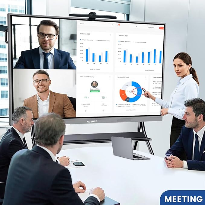 4K Webcam for Smart Board Laptop Computer Fixed Focus 60°-98°Wide Angle Webcam Great for Group and Personal Video Calls
