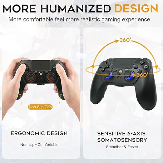 citnh 2 Pack Wireless Controller for PS4Compatible with PS4/Slim/Pro/PCDouble Shock 6-Axis Motion SensorBuilt-in Speaker &amp Headphone Jack
