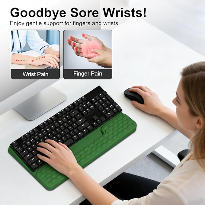 Ergonomic Keyboard Wrist Rest with Storage Tray Soft Memory Foam Arm Cushion Keyboard Stand Keyboard Stand for Office Home - Green