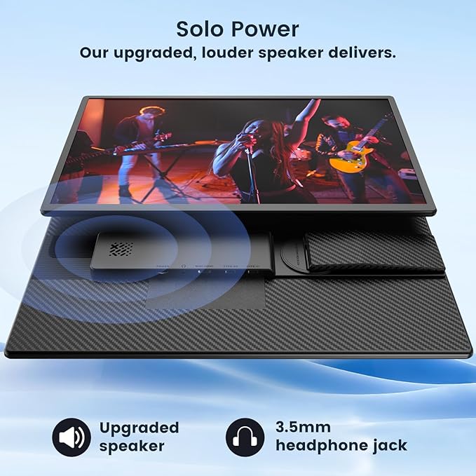 Portable Monitor 16 Inch FHD 1200P Horizontal/Vertical Monitor Plug &amp Play Built-in Speakers &amp Headphone Jack Travel Monitor for Laptop with Premium Smart Cover