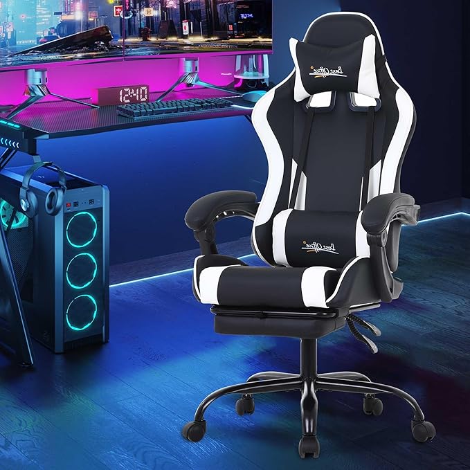 Gaming Chair Office Chair with Foot Rest &amp Armrest Ergonomic Gaming Chairs for Adults Office Gaming Chair with Lumbar Support &amp Headrest Big and Tall Chair for Office or Gaming Black &amp