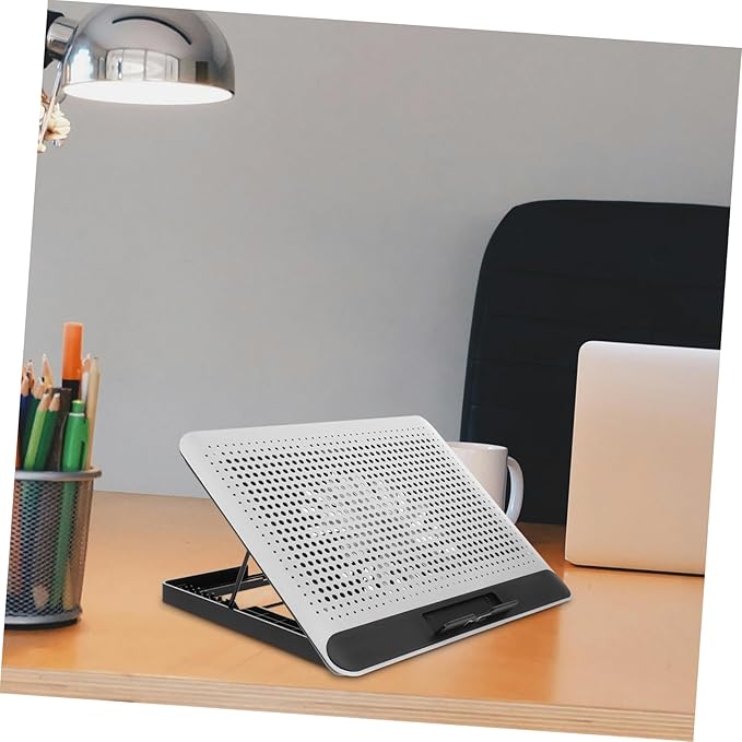 Laptop Cooler Stand Thin and Quiet Mute Computer Fan with Brackets Durable Aluminum Alloy Support Frame for Home Use Silver