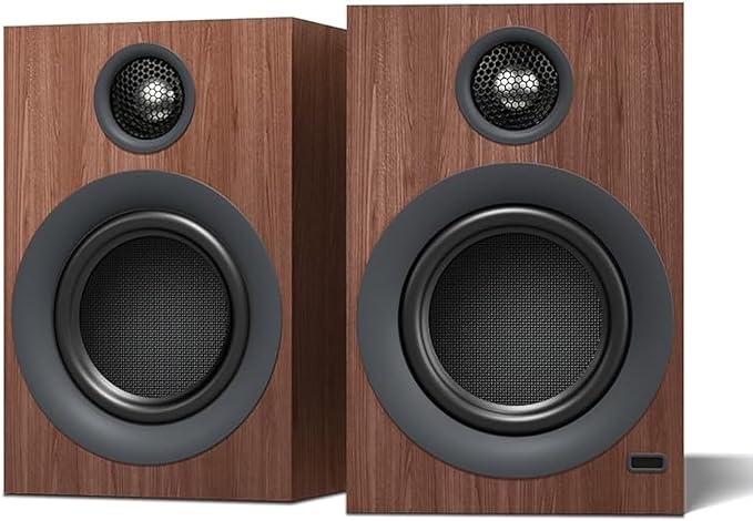 Bluetooth Bookshelf Speakers 75W Powered Active Speaker with 4 Inch Woofer HiFi Speaker with aptX Bluetooth USB for Home Studio Gaming Set of 2 Bronze