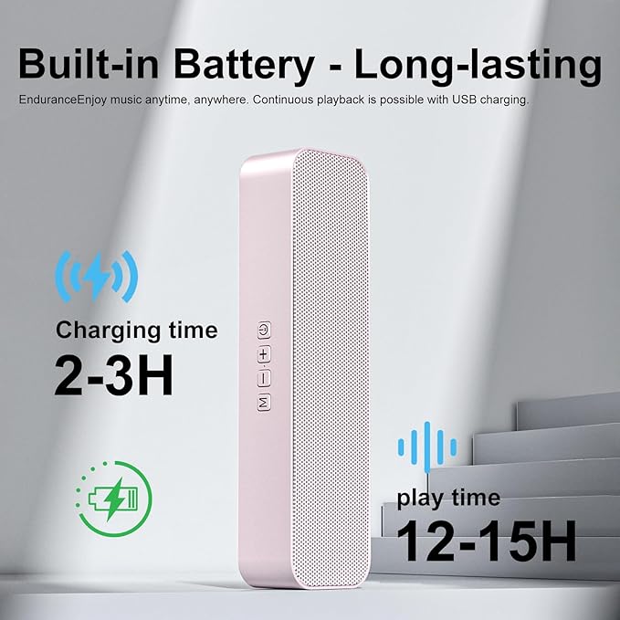 Computer Speaker for DesktopRechargeable PC SpeakerSmall Computer Soundbar with Stereo &amp Bass3.5mm Aux-inBluetoothTF PortLoud Volume for Web ConferencesTeacherMusic (Pink)