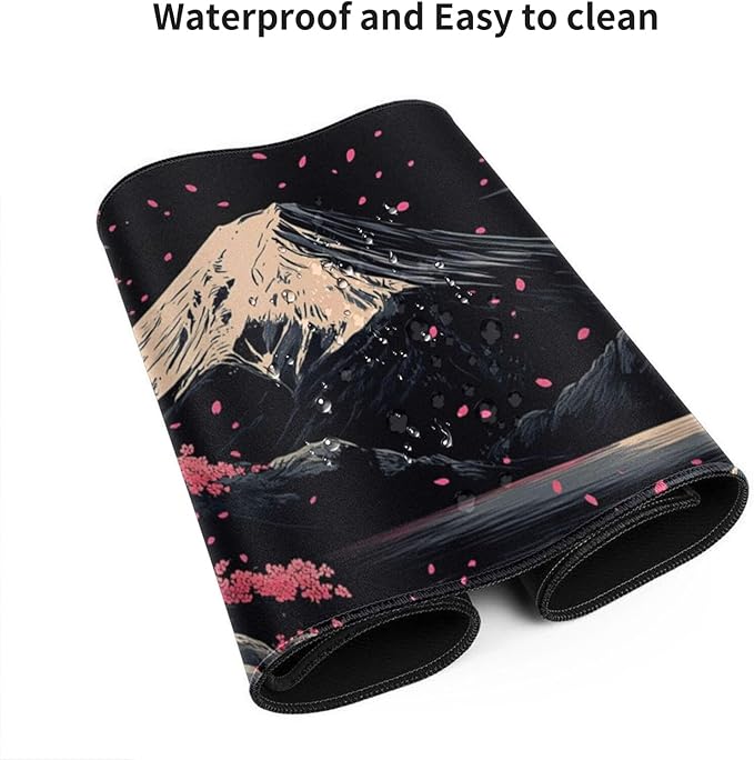 Extra XXXL Japanese Cherry Blossom Gaming Mouse Pad Watercolor Mouse Pads Keyboard Mat Stitched Edges Mousepad Non-Slip Rubber Base Desk Mat for Office &amp Home (48x24 Inch)