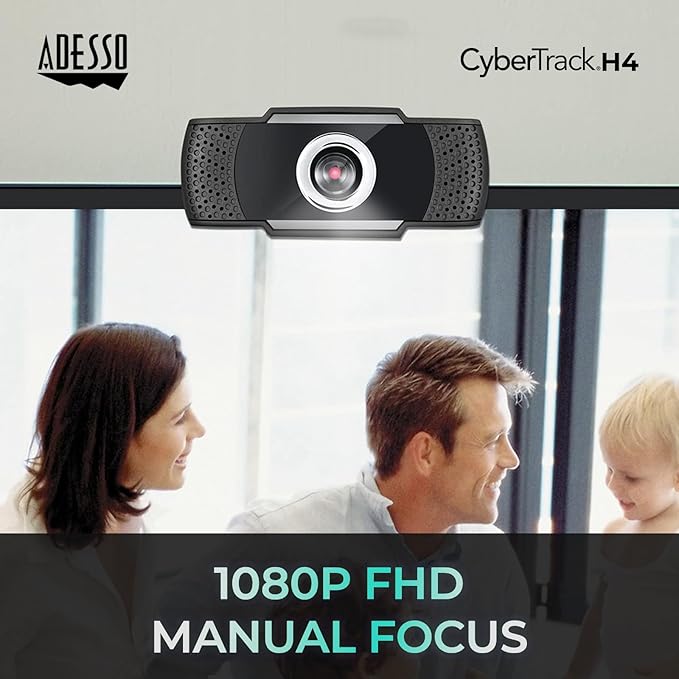 Adesso CyberTrack H4-TAA 1080P HD USB Webcam with Built-in Microphone TAA Compliant Made in Taiwan