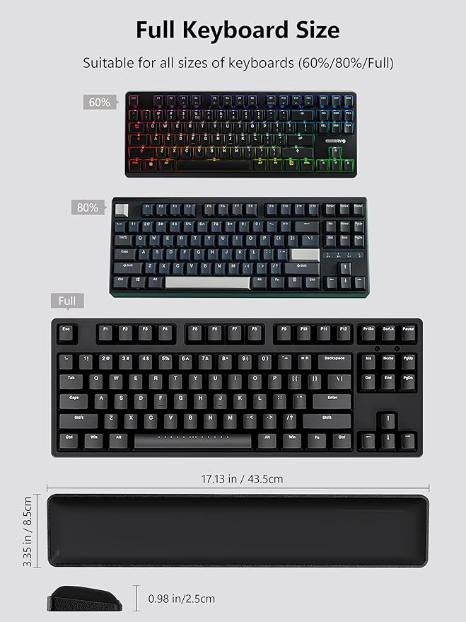 TopMade Keyboard Wrist Rest Cooling Gel &amp Upgrade Soft Memory Foam Design Wrist Support for Keyboard Full-Size Keyboard Hand Rest Pad Ergonomic Palm Rest for for Long Hours of Work Gaming Bla