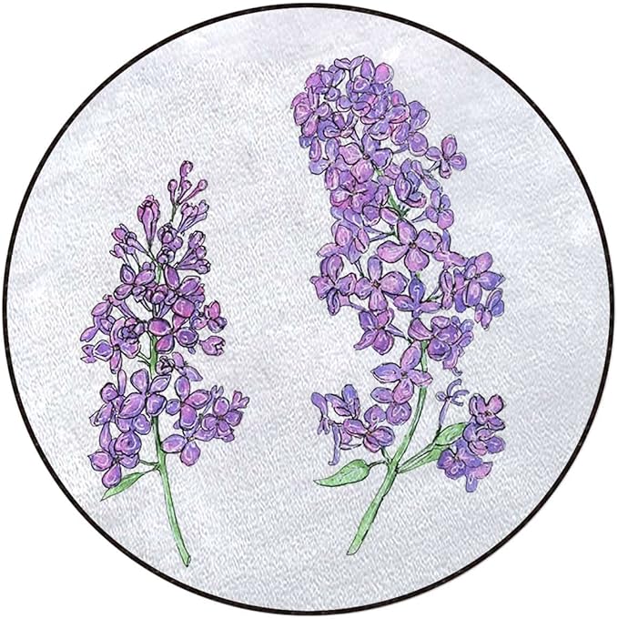 Love Themed Tree Round Chair CushionFloor mat thickest Chair Cushion Hardwood Floor Protection mat for Office and Home Computer Chairs Nature Spring TreePurple Lilac Diameter 60 in