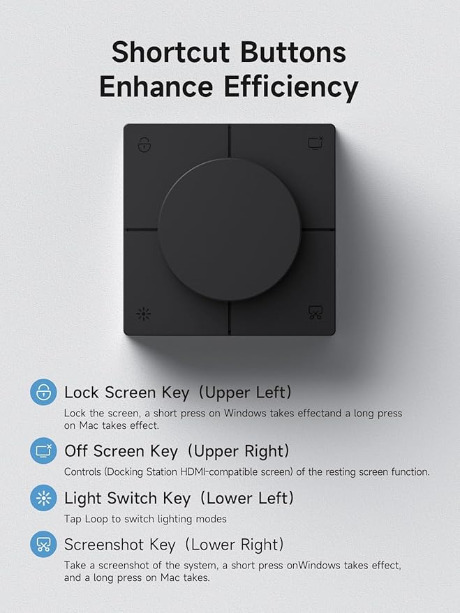 Hagibis Knob USB C Hub with Shortcut Buttons RGB Type-C Docking Station with 4K@60Hz HDMI 100W PD 5Gbps USB-C 2 USB3.0 2.5G RJ45 AUX SD3.0 Micro SD3.0 for MacBook iPad Pro Laptop (Black 2.5G)