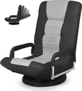 S AFSTAR Floor Gaming Chair Swivel Foldable Chair with Armrest &amp 6-Position Adjustable Backrest Folding Rocker for TV Reading &amp Home Office (Gray)