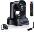 TONGVEO Wireless AI PTZ Camera with Auto-Tracking: Built-in 5.8GHz Receiver for Cable-Free Setup 1080P 60fps 3X Zoom Conference Camera for Church Services Online Classes &amp Hybrid Meetings