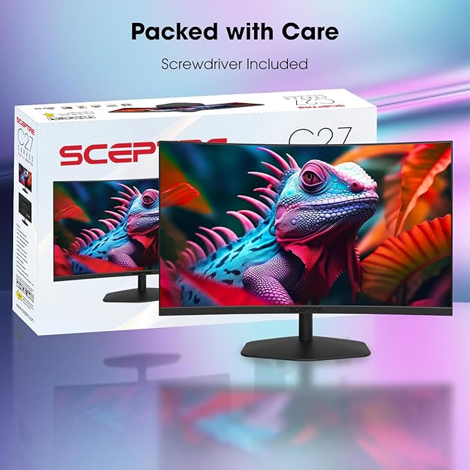 Sceptre New Curved 27-inch Gaming Monitor 1500R 100Hz HDMI X2 DisplayPort 1ms 100% sRGB Build-in Speakers Machine Black 2025 (C275W-FW100T Series)
