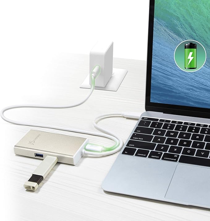 j5create USB C Hub Multi-Adapter Docking Station with HDMI 4K 2X USB 3.1 SuperSpeed Ports Ethernet Power Delivery 2.0 (JCA374)